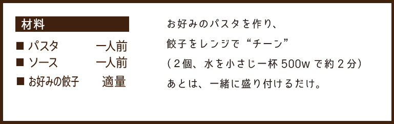 お好みパスタの餃子添えのレシピ